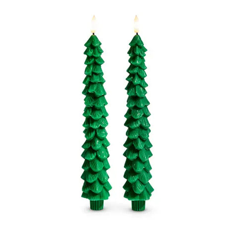 10.5 Green Tree Taper Candles Cozy Pines