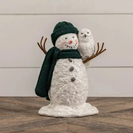 10" Snowman with Owl Cozy Pines