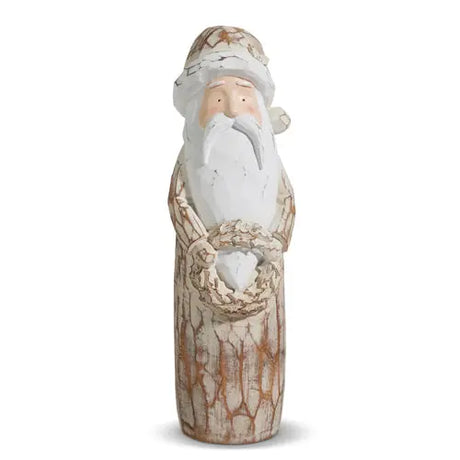 17" Natural Distressed Carved Santa Cozy Pines