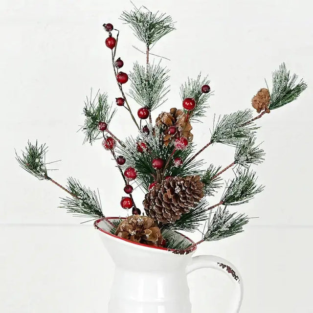 18" Pinecone Berry Spray Cozy Pines