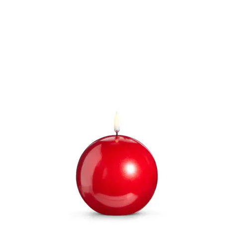 4"x4" Uyuni Metallic Red Round Candle Cozy Pines