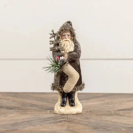 8" Charcoal Velvet Belsnickle Cozy Pines