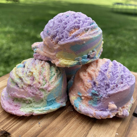 Bubble Scoops Solid Bubble Bath RAINBOW SHERBET Whitetail Lane Farm Goat Milk Soap