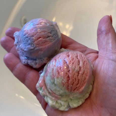 Bubble Scoops Solid Bubble Bath RAINBOW SHERBET Whitetail Lane Farm Goat Milk Soap