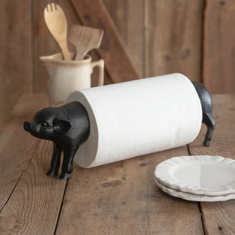 Cast Iron Pig Paper Towel Holder Cozy Pines