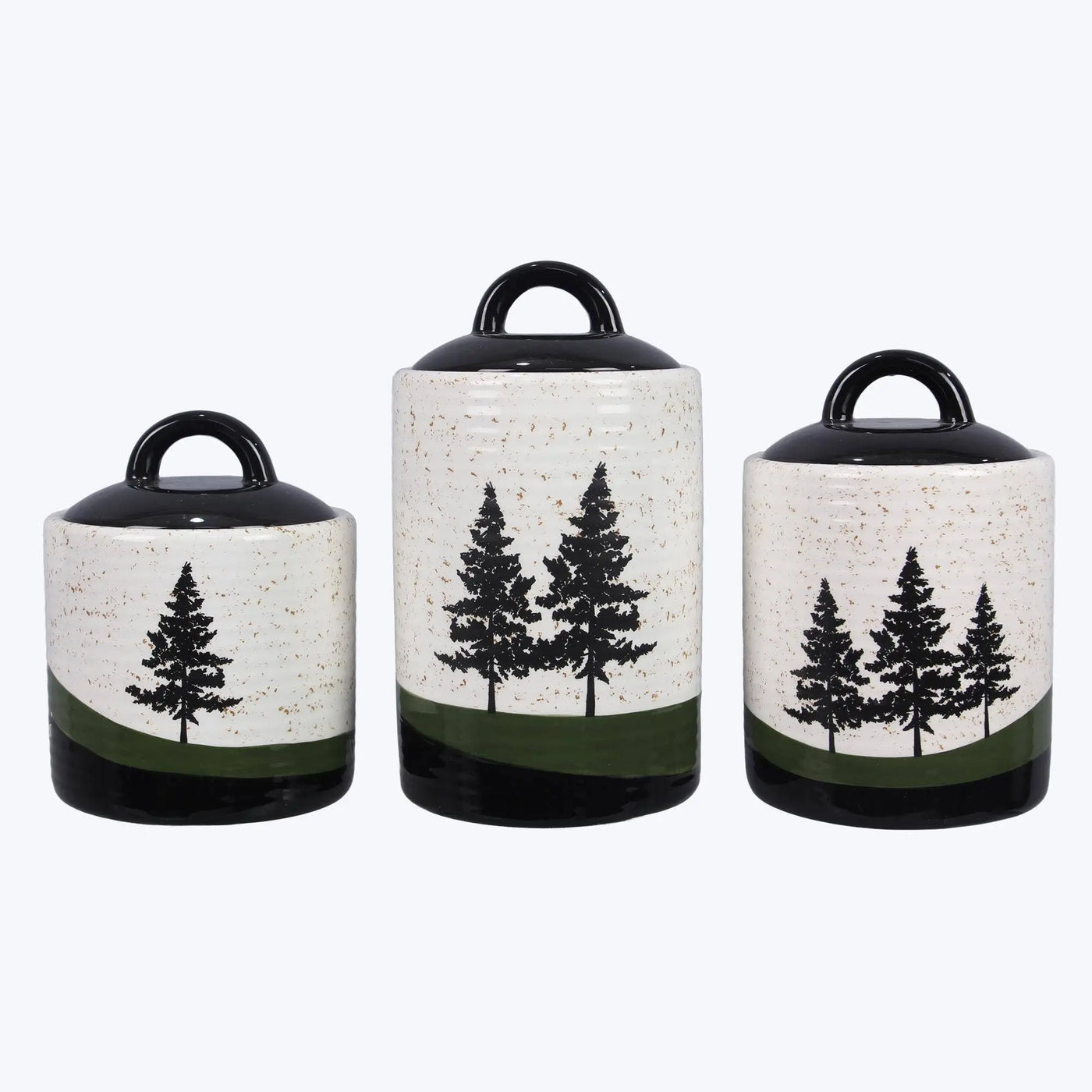 Ceramic Forest Retreat Canister Set of 3  (SKU#: 23000) Young's