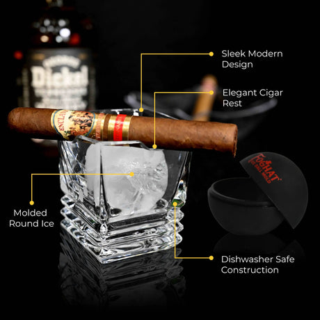 Cigar Glass with Ice Ball Mold ThousandOaksBarrelCo.