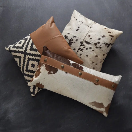 Cowhide Throw Pillow Cozy Pines