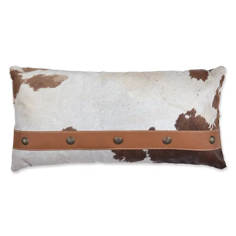 Cowhide and Leather Lumbar Pillow Cozy Pines