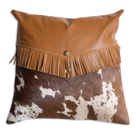 Cowhide and Tassels Throw Pillow Cozy Pines