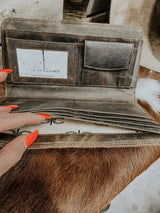 Cowhide with Tooled Leather Wallet Clutch Cozy Pines