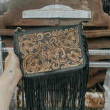 Fringe Tooled Leather Purse Crossbody Bag Cozy Pines