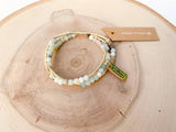 Gemstone and Gold Plated Triple Wrap Bracelets Cecelia Designs Jewelry