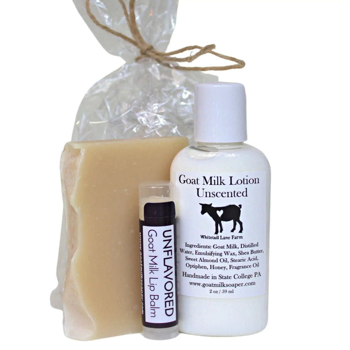 Gift Pack - Mini Soap, Lotion and Lip Balm Bundle Whitetail Lane Farm Goat Milk Soap