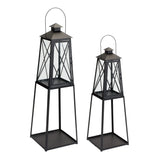 Lantern (Set of 2) 10.75"L x 33"H, 12.25"L x 41"H Iron/Glass Melrose Intl.
