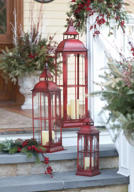 Lantern (Set of 3) 19.75"H, 28"H, 37"H Metal/Glass Melrose Intl.