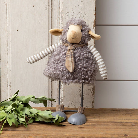 Gray Sheep With Metal Legs and Flannel Tie (PC) Audrey's