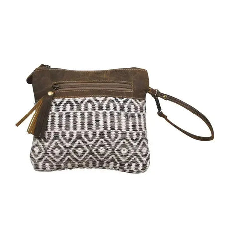 Leather and Canvas Myra Wristlet Pouch Cozy Pines