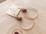 Leather and Gold Plated Hoop Lightweight Earrings Cecelia Designs Jewelry