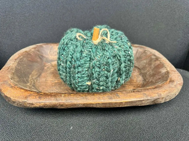 Medium Farmhouse Crochet Pumpkins - Kale Green Cozy Pines