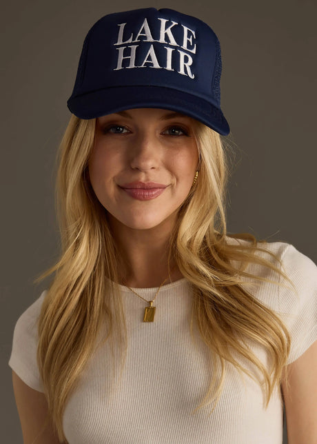 Navy & White Lake Hair Trucker Hat Panache Apparel Co.