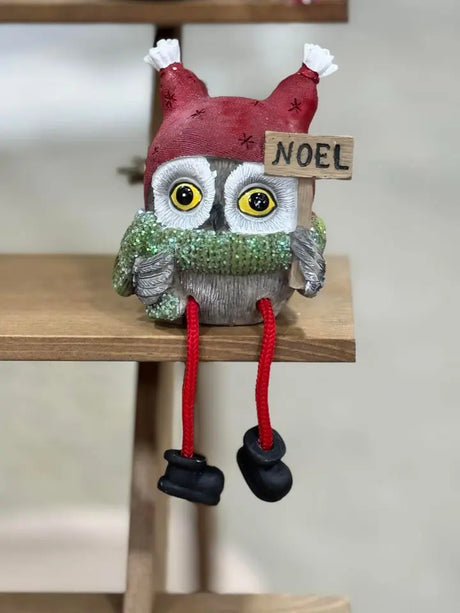 Noel Christmas Owl Shelfsitter Cozy Pines