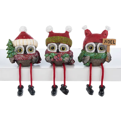 Noel Christmas Owl Shelfsitter Cozy Pines