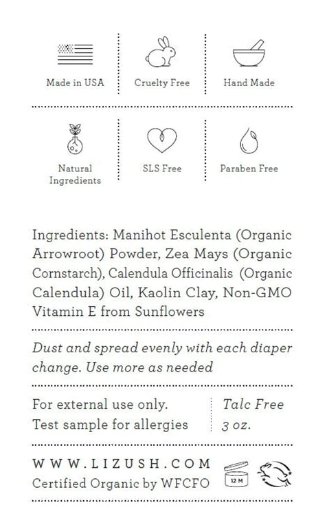 ORGANIC BABY POWDER - Talc Free Lizush