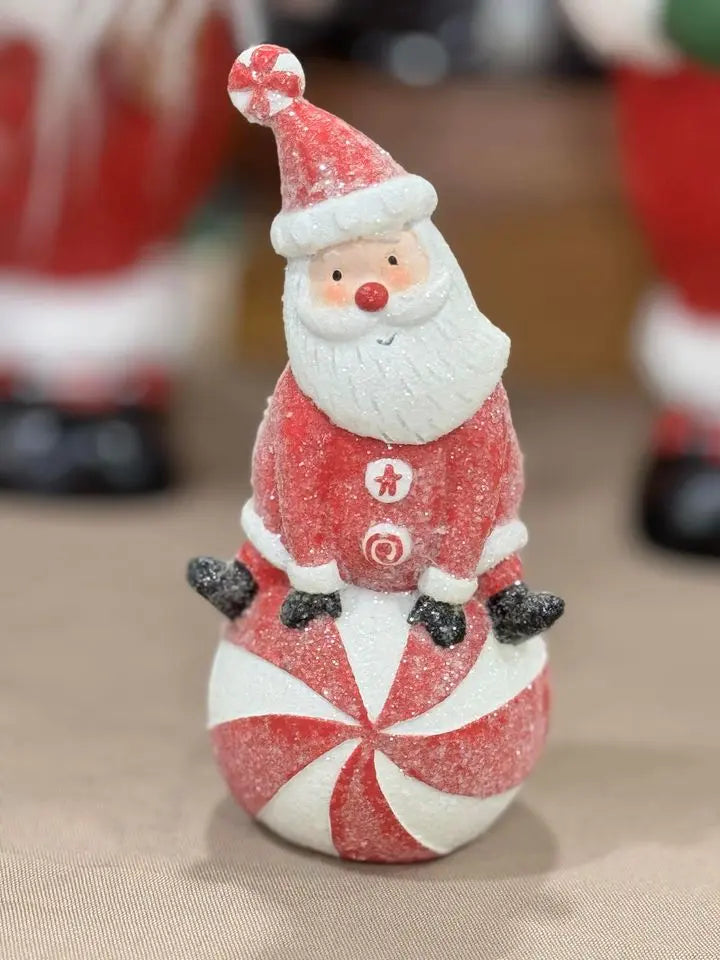 Peppermint Santa Figurine Cozy Pines