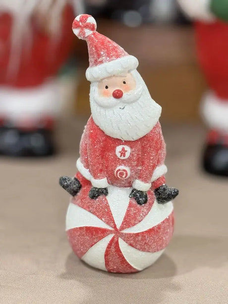 Peppermint Santa Figurine Cozy Pines