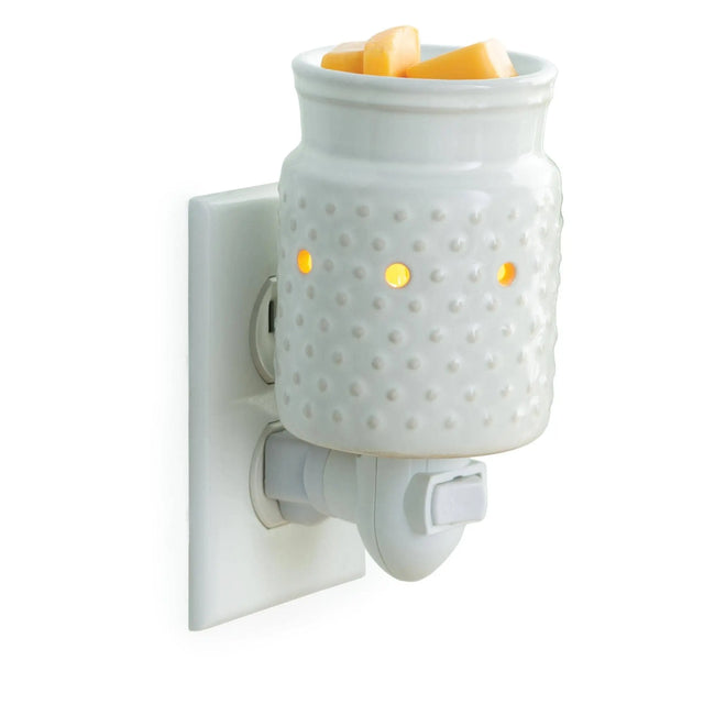 Pluggable Fragrance Warmer-Classic White Hobnail Candle Warmers Etc.