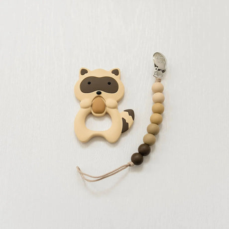 Raccoon Teether and Clip Set Golden Baby
