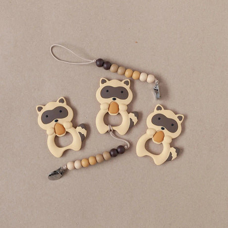 Raccoon Teether and Clip Set Golden Baby