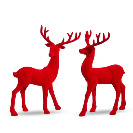Red Flocked Deer Cozy Pines