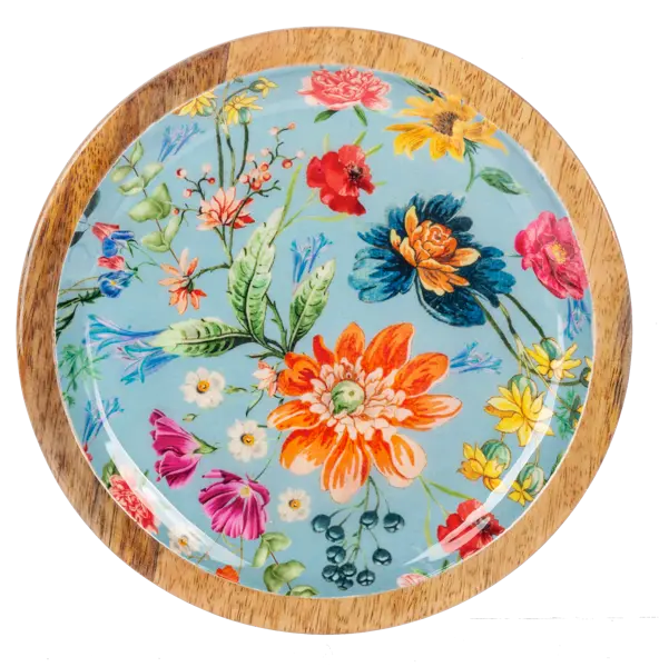 Round Floral Pattern Tidbit Tray Cozy Pines