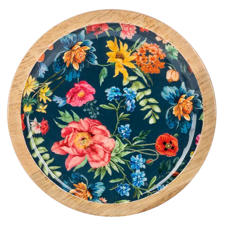 Round Floral Pattern Tidbit Tray Cozy Pines