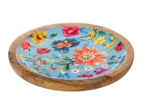 Round Floral Pattern Tidbit Tray Cozy Pines