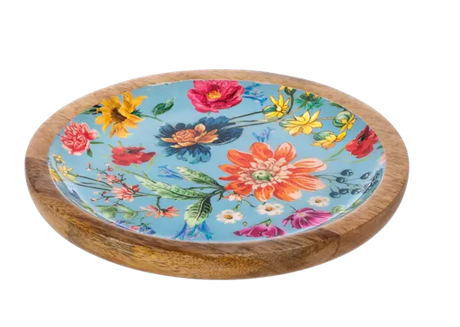 Round Floral Pattern Tidbit Tray Cozy Pines