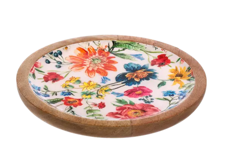 Round Floral Pattern Tidbit Tray Cozy Pines