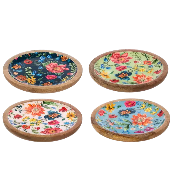 Round Floral Pattern Tidbit Tray Cozy Pines