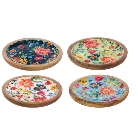 Round Floral Pattern Tidbit Tray Cozy Pines