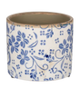 Rustic Blue & Ivory Flower Pattern Planter Cozy Pines