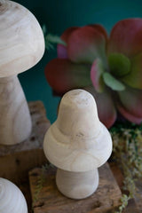 SET OF THREE NATURAL WOODEN MUSHROOMS Kalalou