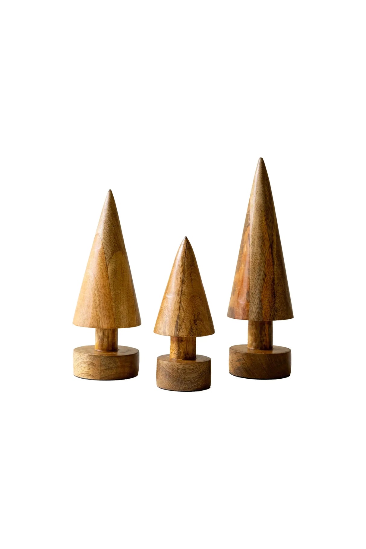SET OF THREE TURNED WOODEN CHRISTMAS TREES Kalalou