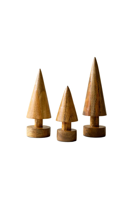 SET OF THREE TURNED WOODEN CHRISTMAS TREES Kalalou