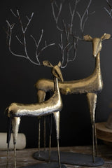SET OF TWO ANTIQUE GOLD METAL CHRISTMAS DEER Kalalou