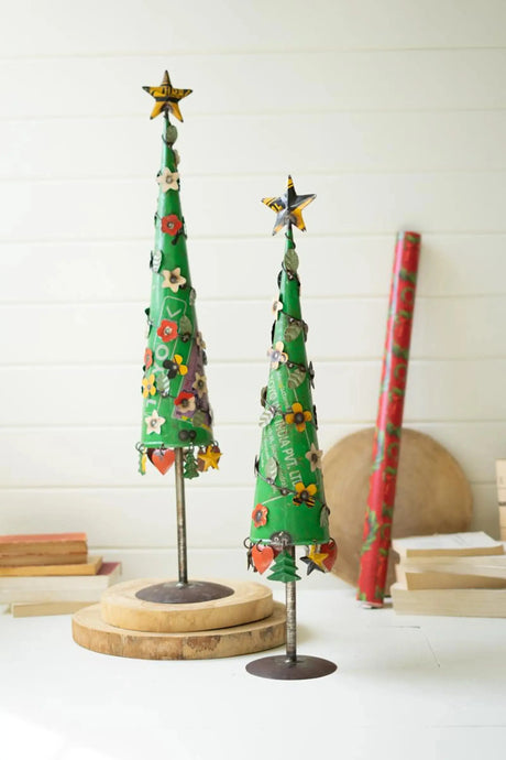 SET OF TWO RECYCLED IRON CHRISTMAS TREES Kalalou