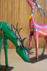 SET OF TWO RECYCLED METAL DEER - ONE EACH COLOR Kalalou