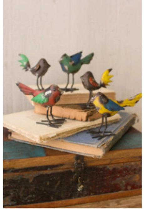 Set Of Five Recycled Metal Birds Kalalou