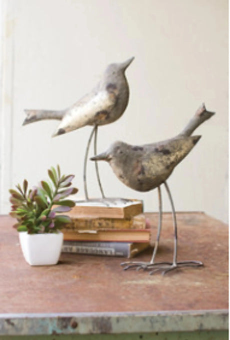 Set Of Two Metal Birds - Rustic Grey Kalalou